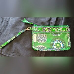 Vera Bradley Cupcakes Green Clear Vinyl Front Cosmetic Pouch Makeup Case + Strap